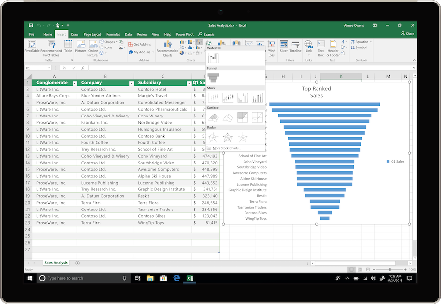 Select New Features in Excel 2019