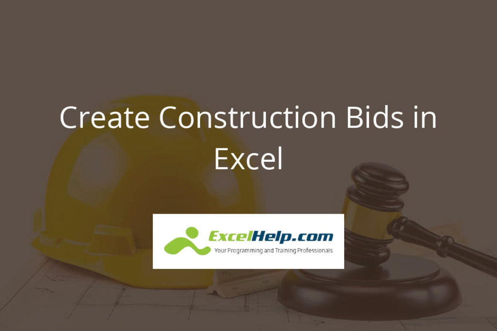 Create Construction Bids in Excel